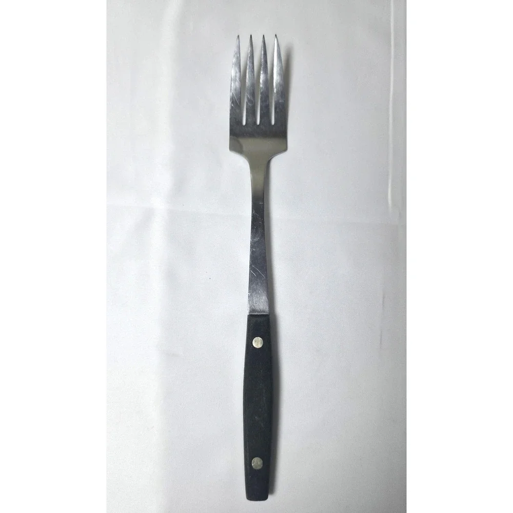 Dixon Vtg Meat Serving Fork Stainless Steel Black Riveted Handle Japan‎